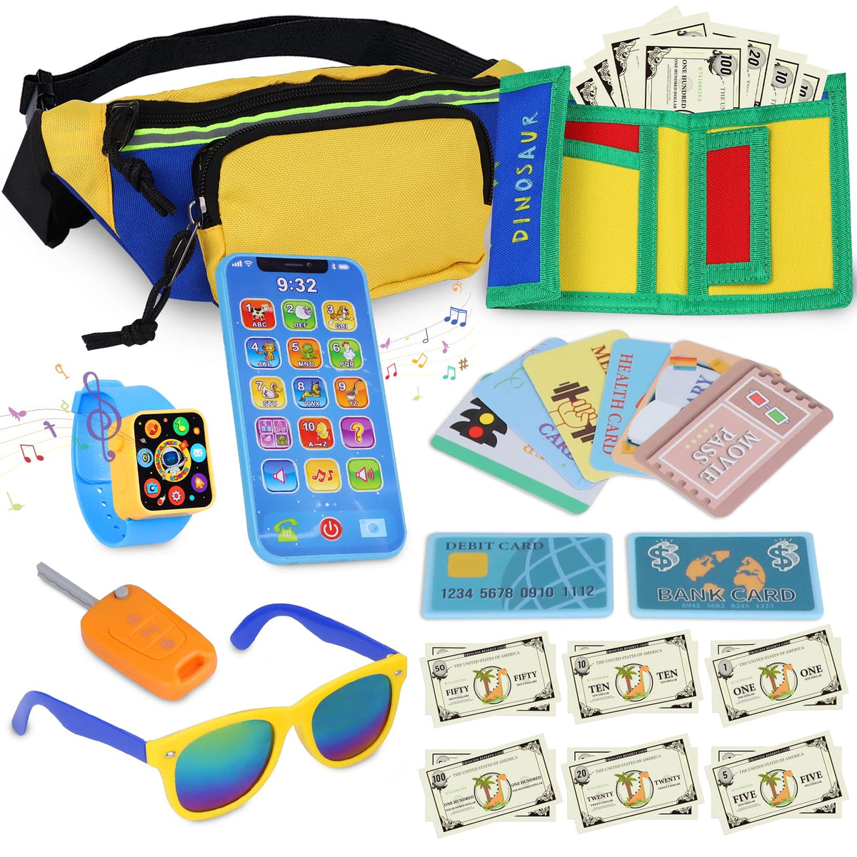 Learn2M Play Purse waist bag with adjustable belt for kids, ideal for pretend play