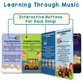 LEARNING BUGS 28-song-buttons for toddler-friendly sing-alongs with printed lyrics.