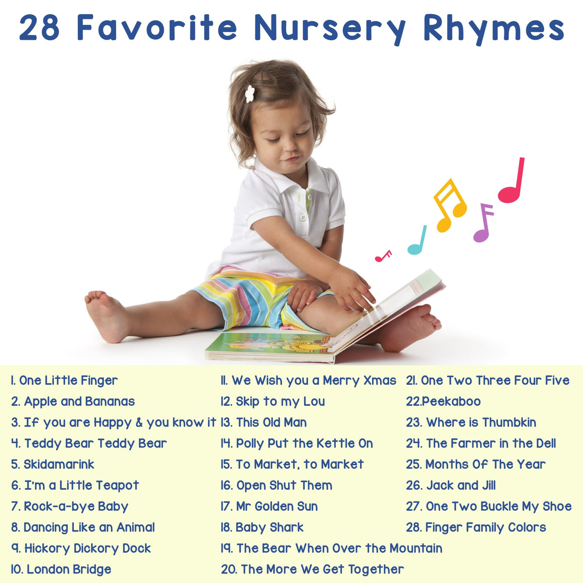 LEARNING BUGS 28-songs button-press image invites sing-along and language learning.