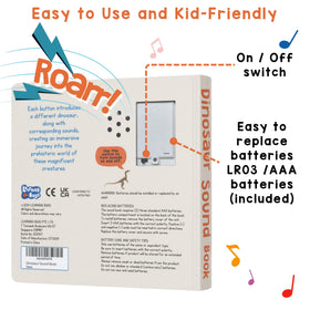 LEARNING BUGS dinosaur sound book is portable and travel-friendly for busy families.
