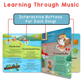 LEARNING BUGS pages showing printed lyrics for sing-along play