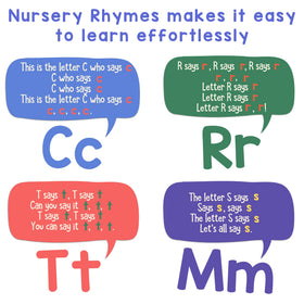 Letter-sounds A-Z section in LEARNING BUGS book promoting phonics readiness.