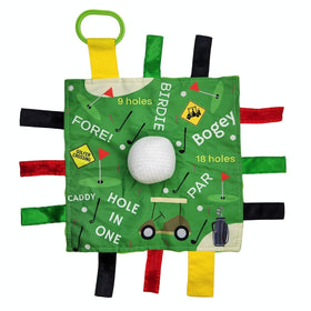The Learning Lovey Baby Jack Co golf ball lovey for sensory play