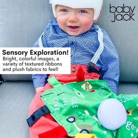 The Learning Lovey sports pattern helps shape and color recognition