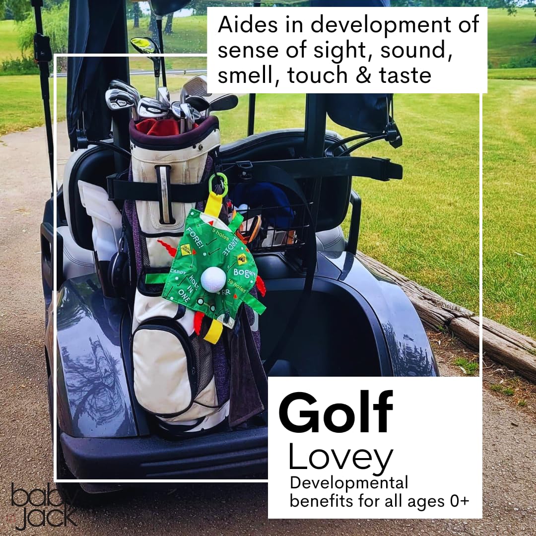 The Learning Lovey stroller toy attached to a carrier for on-the-go play