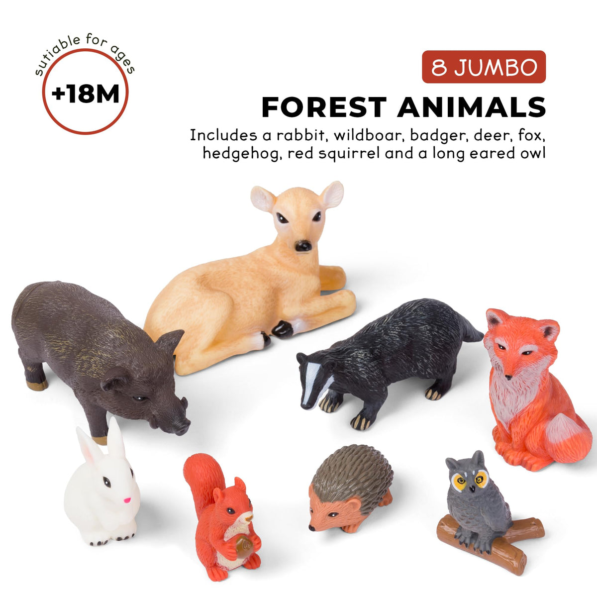 Learning Minds badger figure provides sturdy, durable woodland play for pretend habitats