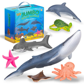 Learning Minds Jumbo Sea Animals blue whale figure promotes imaginative ocean discovery.