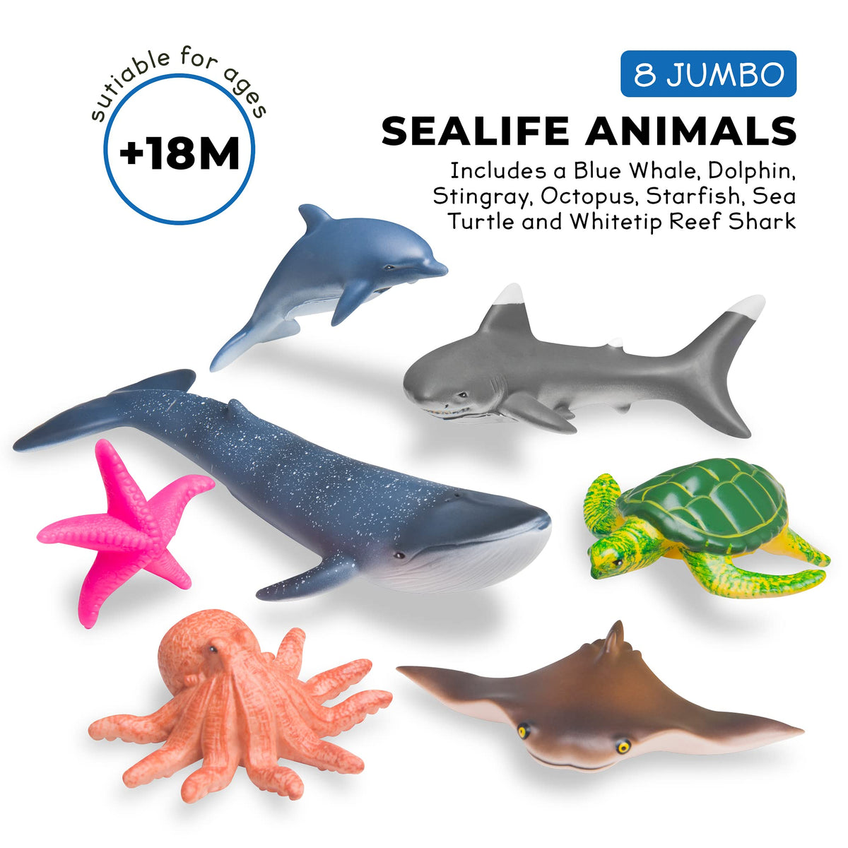 Learning Minds Jumbo Sea Animals sea turtle figurine promotes hand-eye coordination and curiosity.