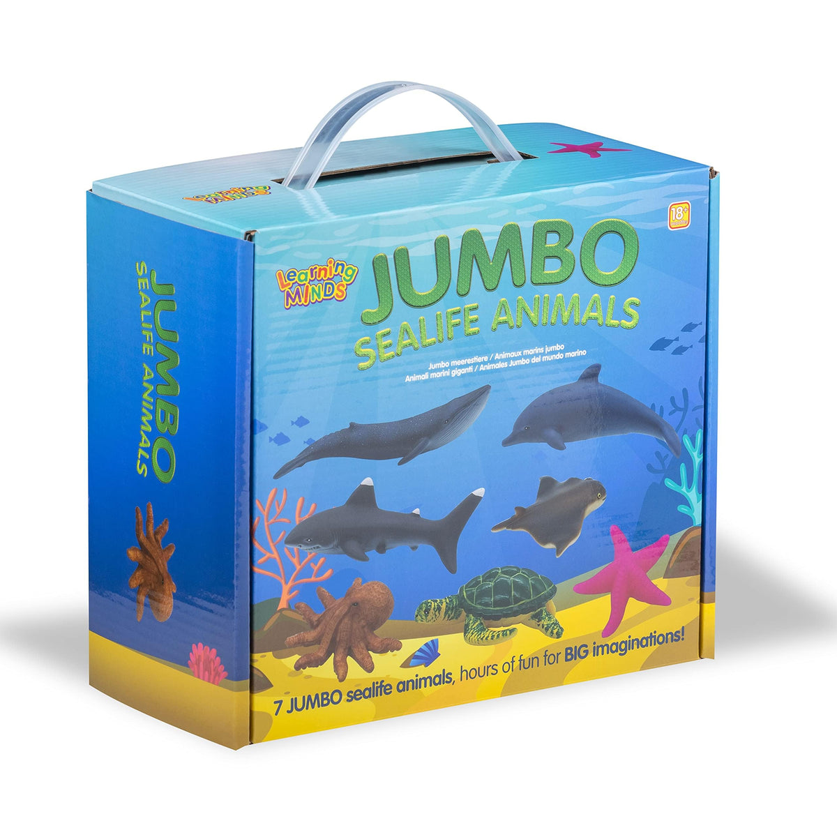 Learning Minds Jumbo Sea Animals whitetip reef shark figure enriches marine-themed learning adventures.