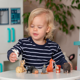 Learning Minds red squirrel figure highlights tactile, easy-to-grip play for little hands