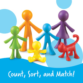 Neutral face family counters spark open ended storytelling and social emotional discussion.