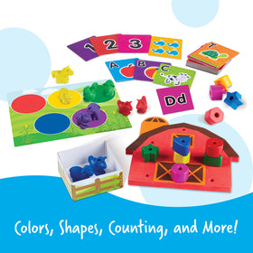 Learning Resources All Ready alphabet cards introduce letters with playful images.