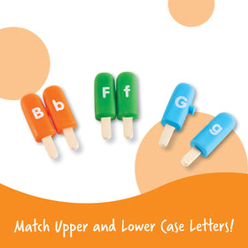 Learning Resources Alpha Pops letters matching play encourages uppercase to lowercase recognition.