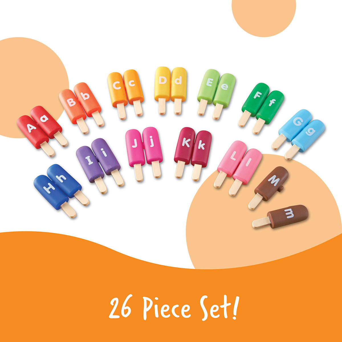 Learning Resources Alpha Pops wipe clean durable plastic withstands teething and active play.