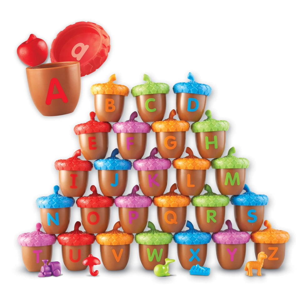 Learning Resources Alphabet Acorns Set front view for hands-on learning