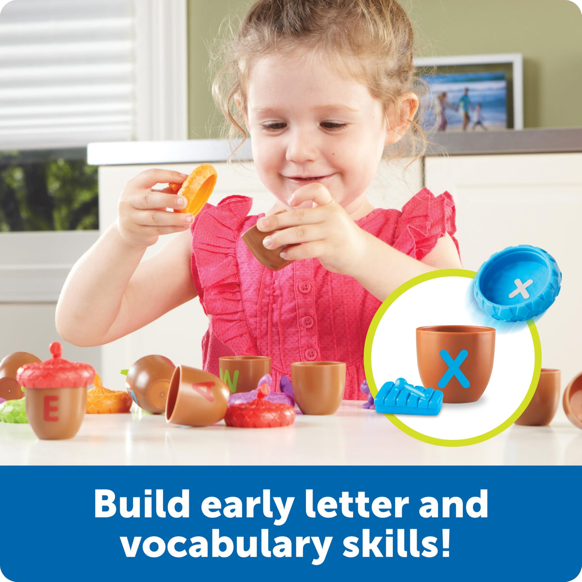 Learning Resources Alphabet Acorns Uppercase on Top showing letter matching for early literacy