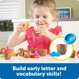 Learning Resources Alphabet Acorns Uppercase on Top showing letter matching for early literacy