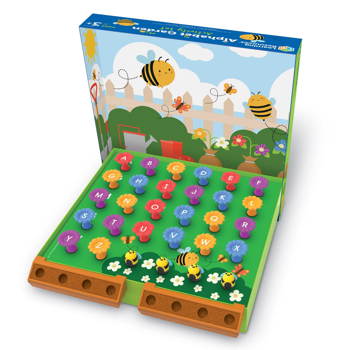 Learning Resources Alphabet Garden bee counters introduce counting and fine motor practice.