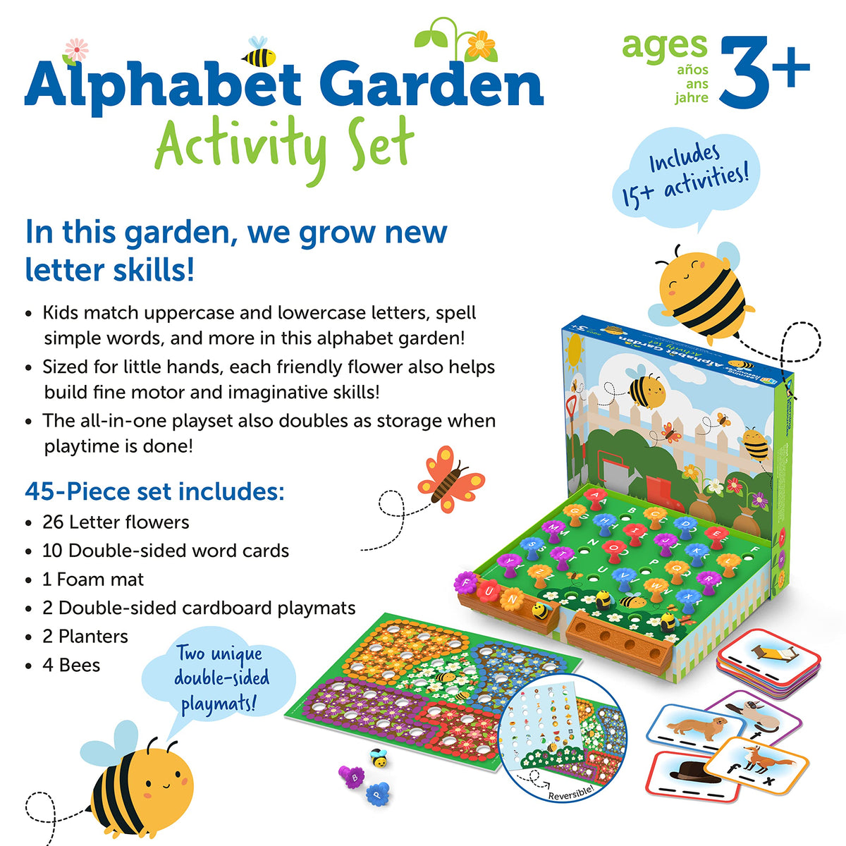 Learning Resources Alphabet Garden color-matching flowerbeds pair with letters for color games.