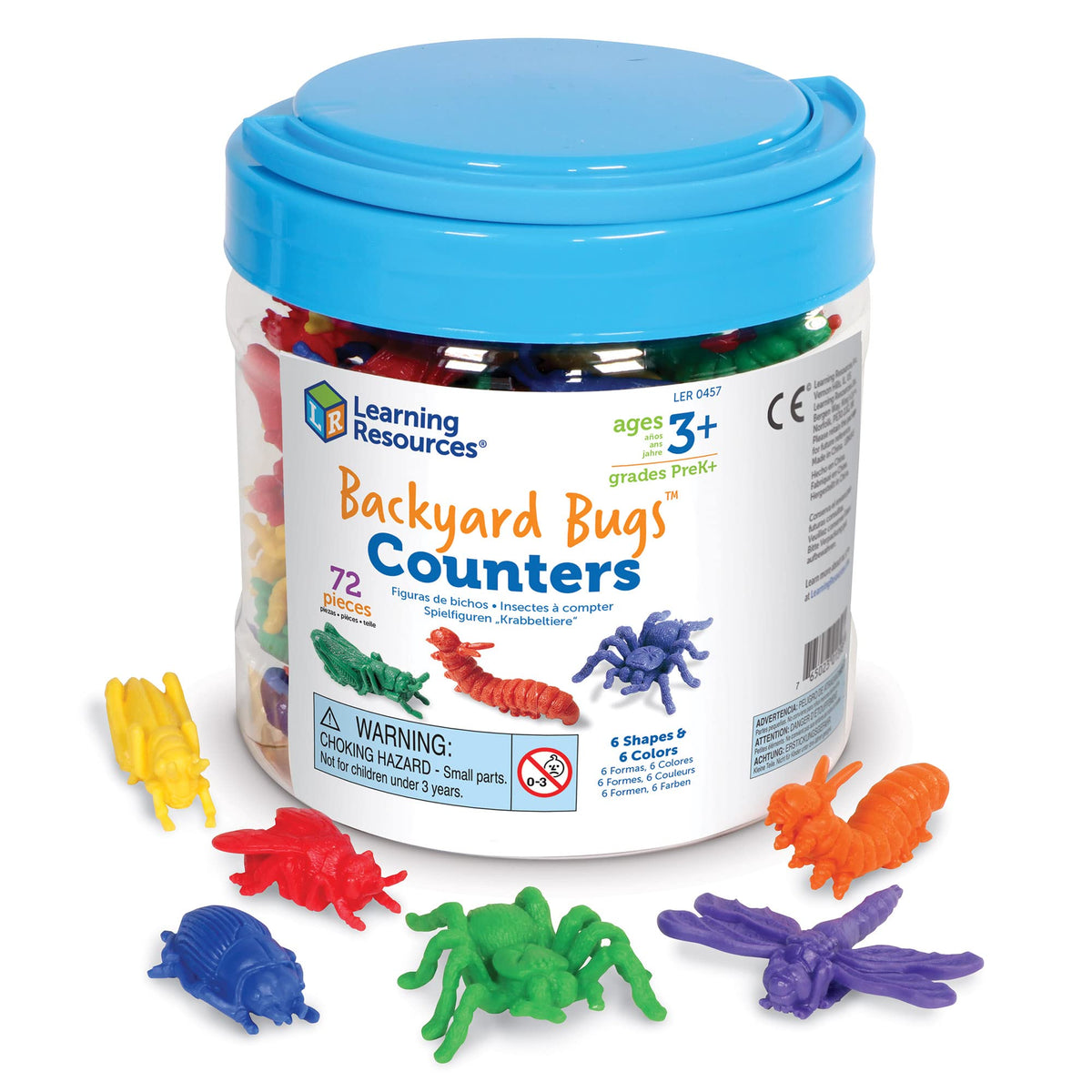 Learning Resources Backyard Bugs counters in a reusable tub for hands-on math play.