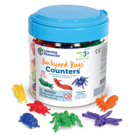 Learning Resources Backyard Bugs counters in a reusable tub for hands-on math play.