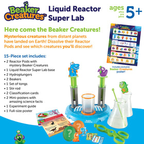 Learning Resources Beaker Creatures color-pump tubes reveal color reactions.