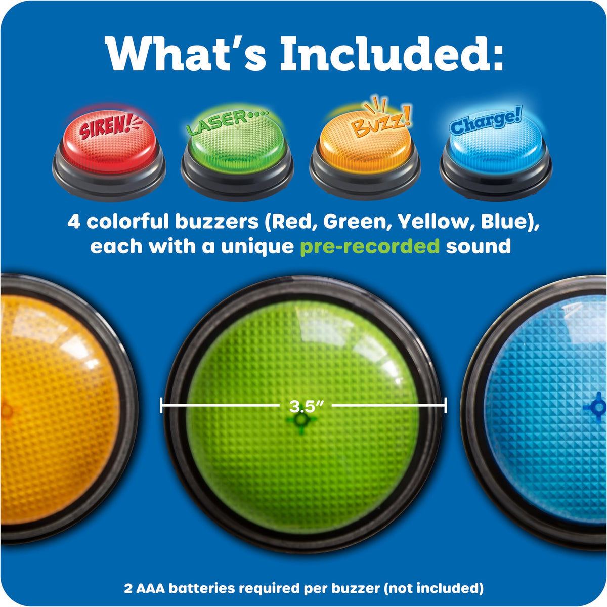 Kids pressing Learning Resources buzzers during class activities to boost participation.