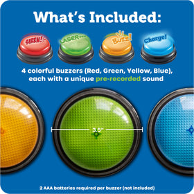 Kids pressing Learning Resources buzzers during class activities to boost participation.