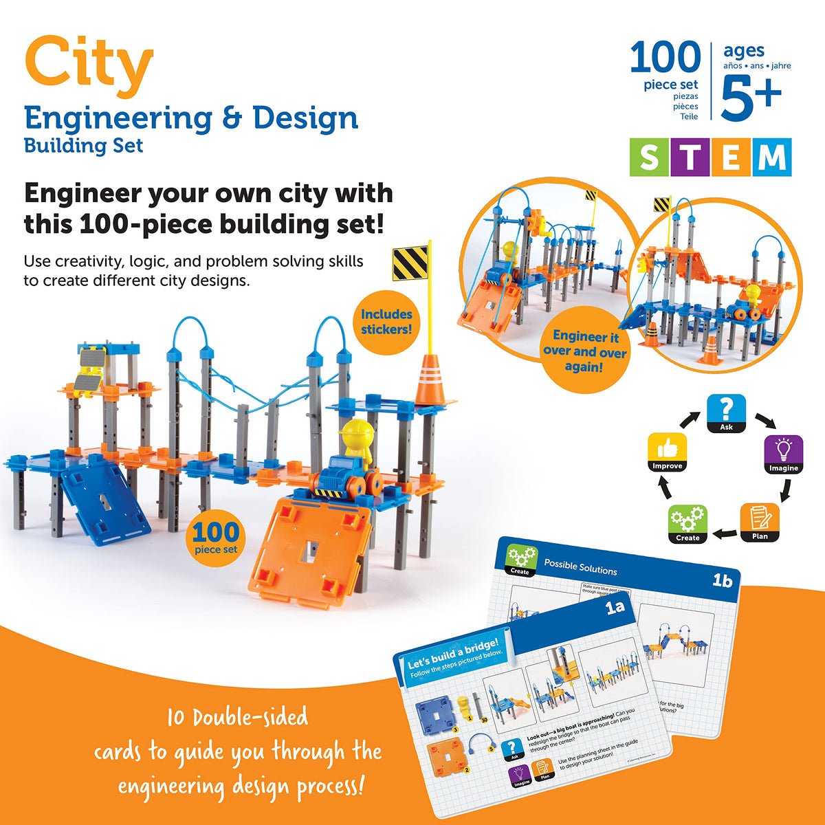 Kid engaging with Learning Resources set to create a city-building scene.
