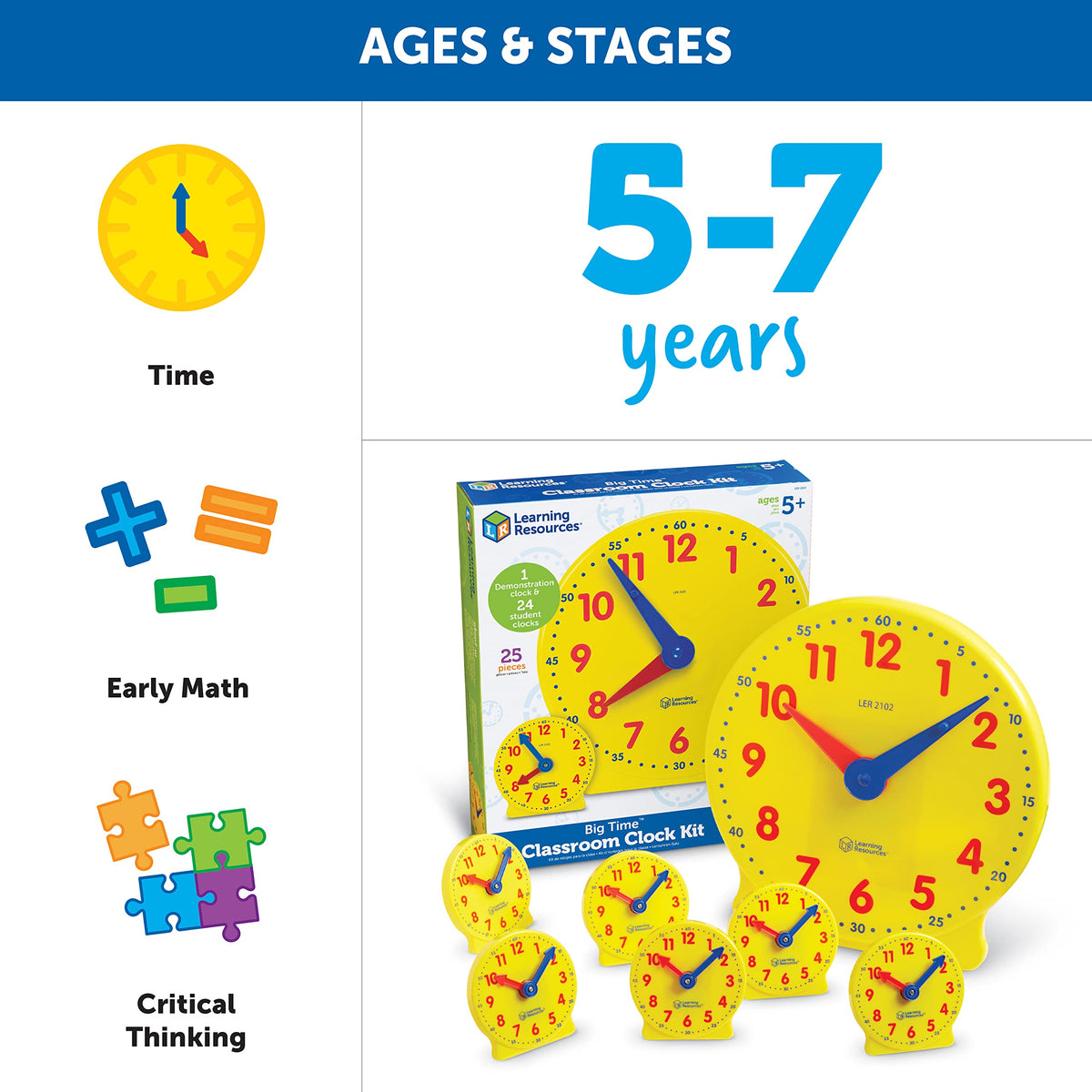 Learning Resources classroom clock kit for group instruction and differentiated practice