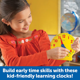 Learning Resources classroom clock kit 24 mini student clocks for hands-on practice