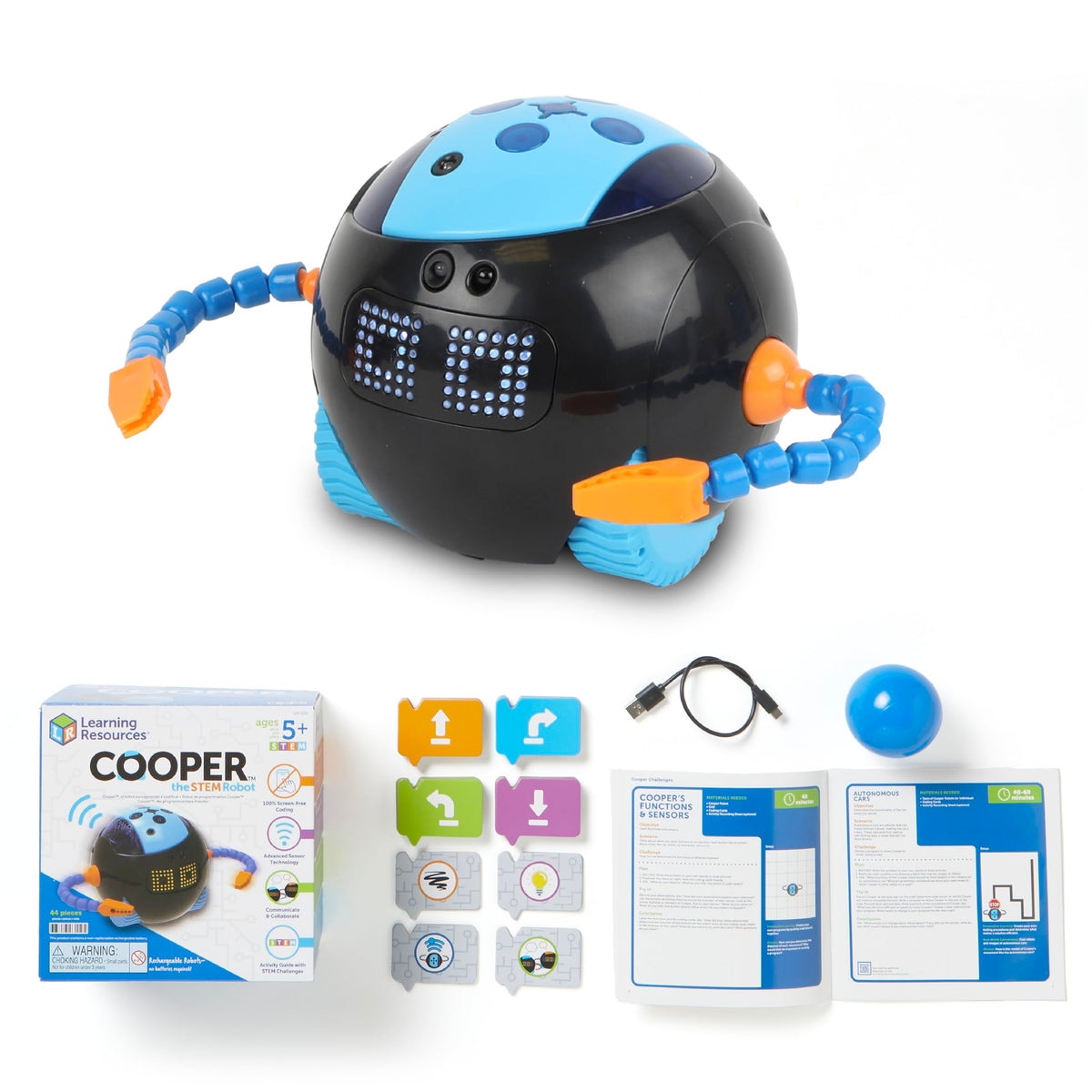 Learning Resources Cooper STEM Robot front view boosts early coding exploration
