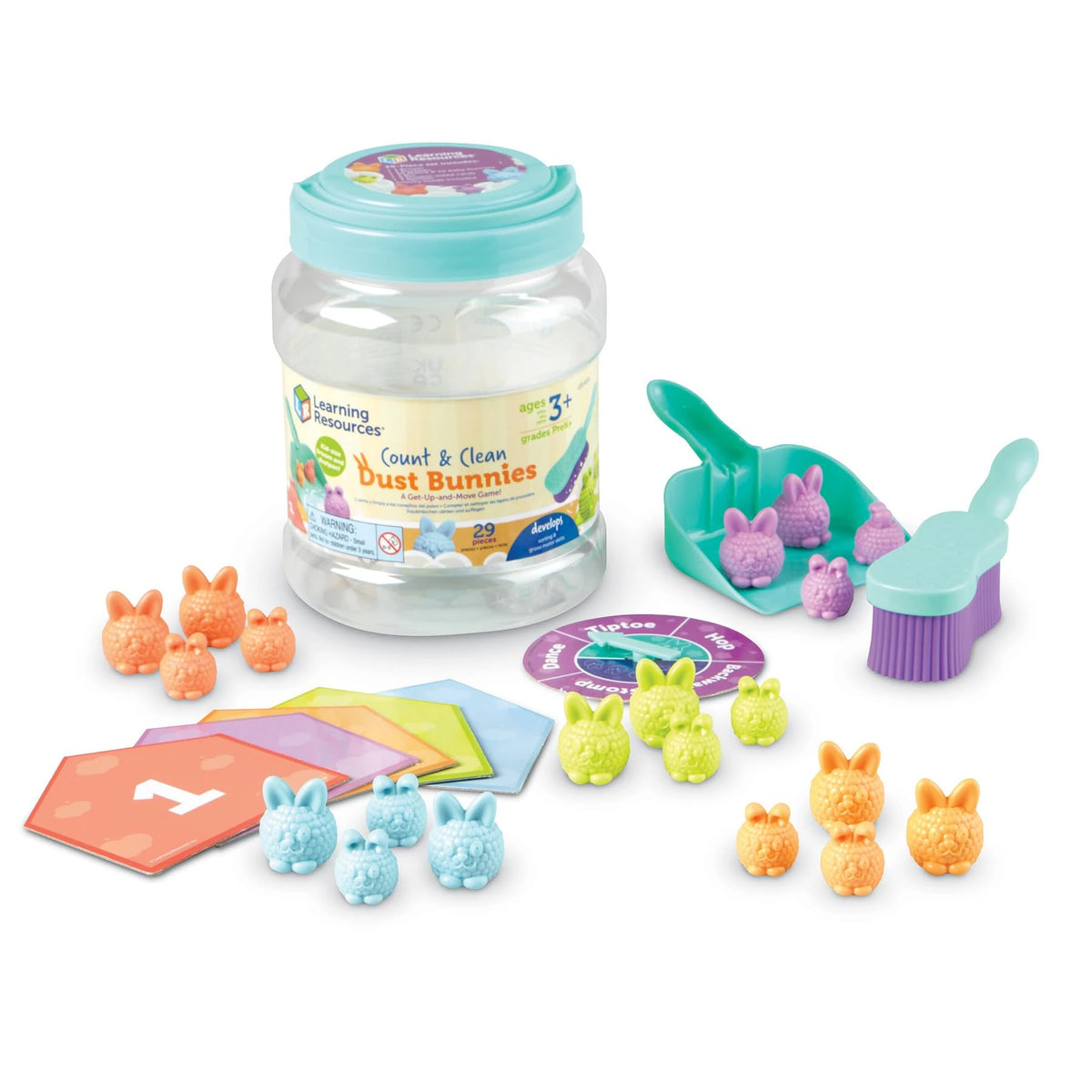Learning Resources Count & Clean Dust Bunnies color matching activity with bunnies