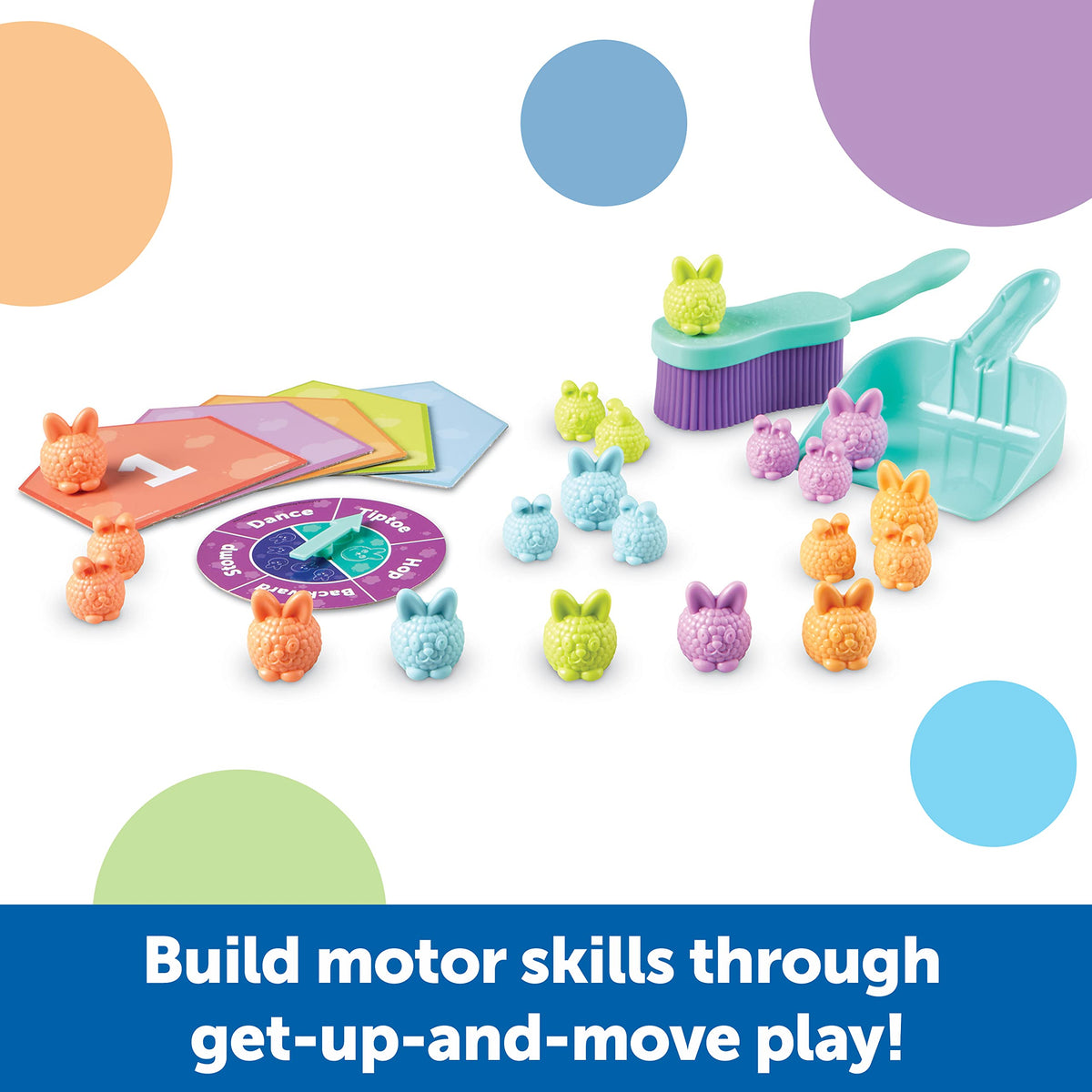 Learning Resources Count & Clean Dust Bunnies spinner with cards guiding play