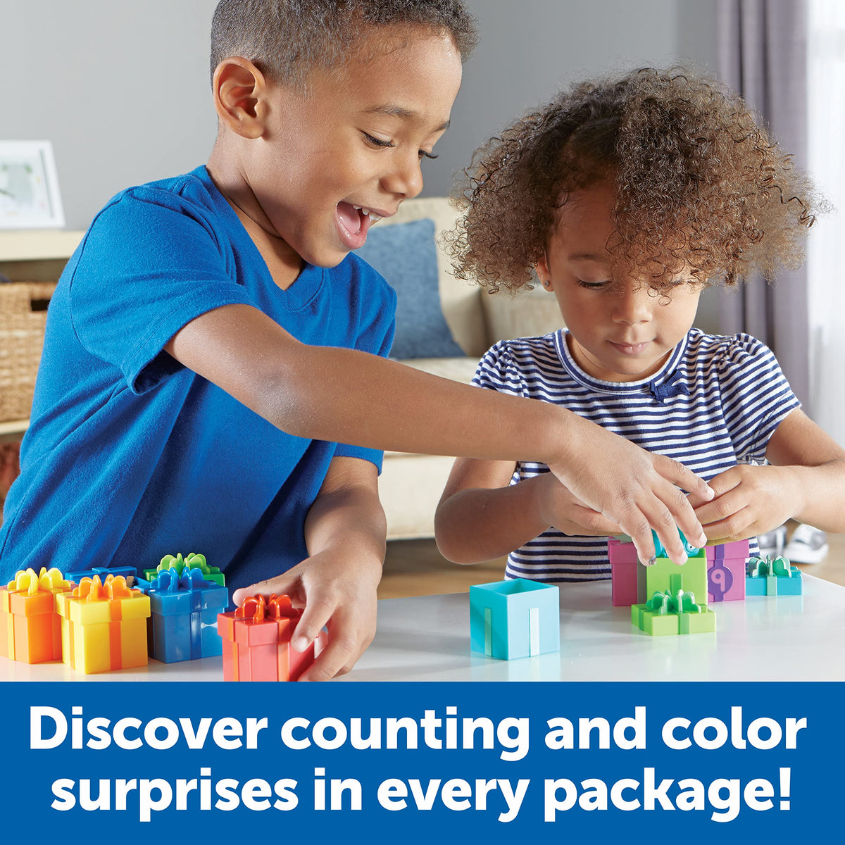 Learning Resources Counting Surprise Party robot inside box promotes counting