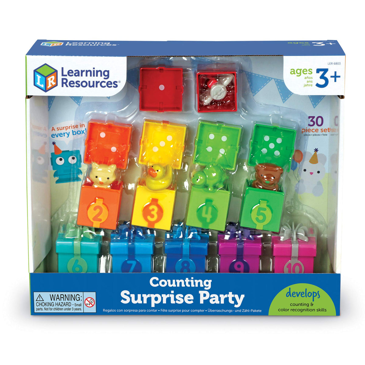 Learning Resources Counting Surprise Party children unboxing at home or classroom