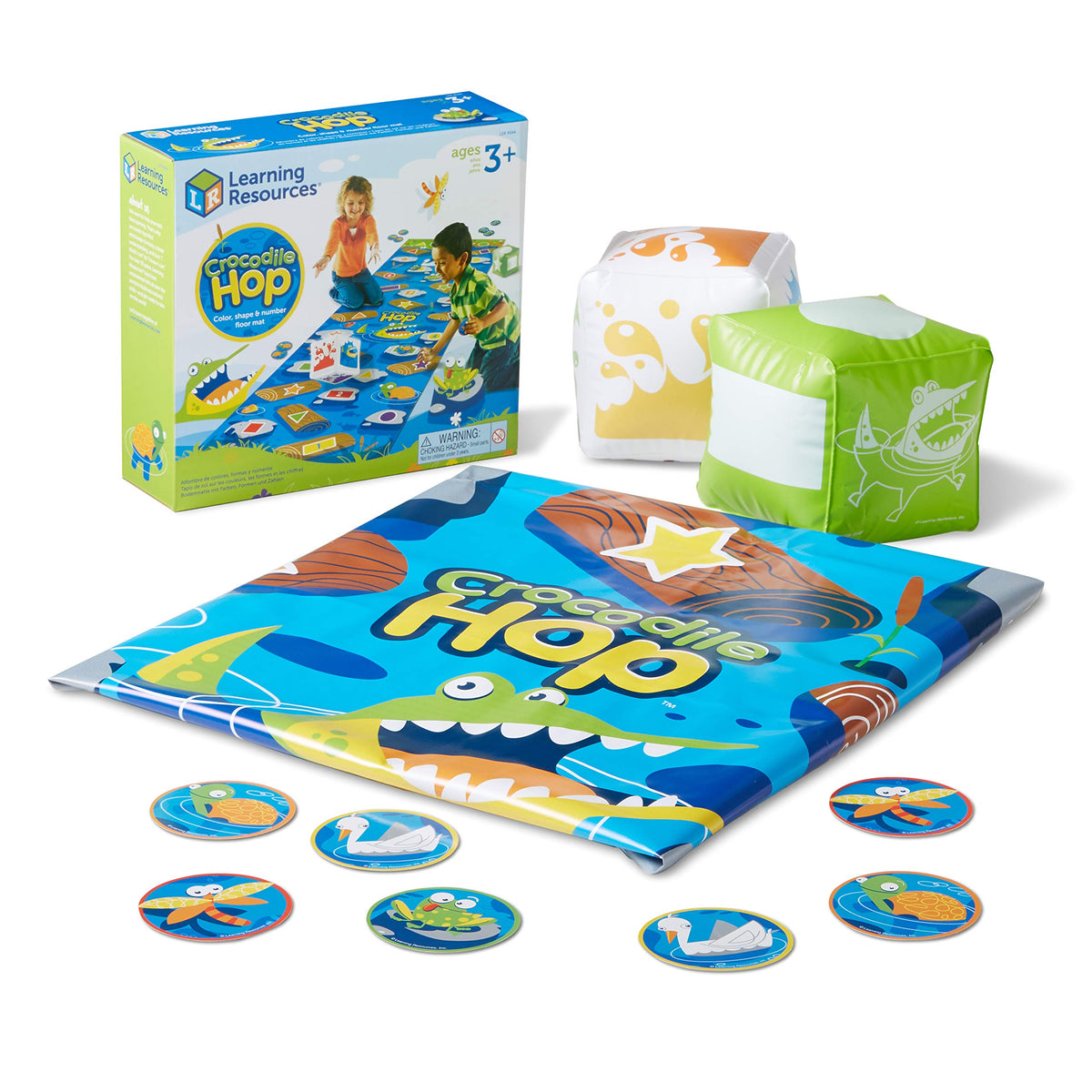 Learning Resources Crocodile Hop floor mat with bright colors supports early color and shape recognition.