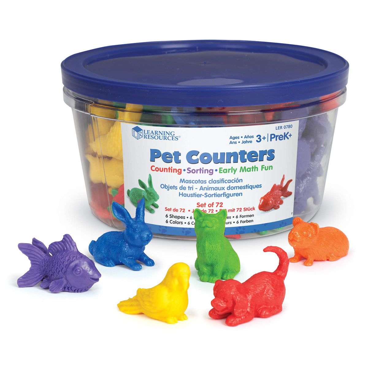 Learning Resources Domestic Pets Counters cat figures support color sorting, basic math, and cognitive skills