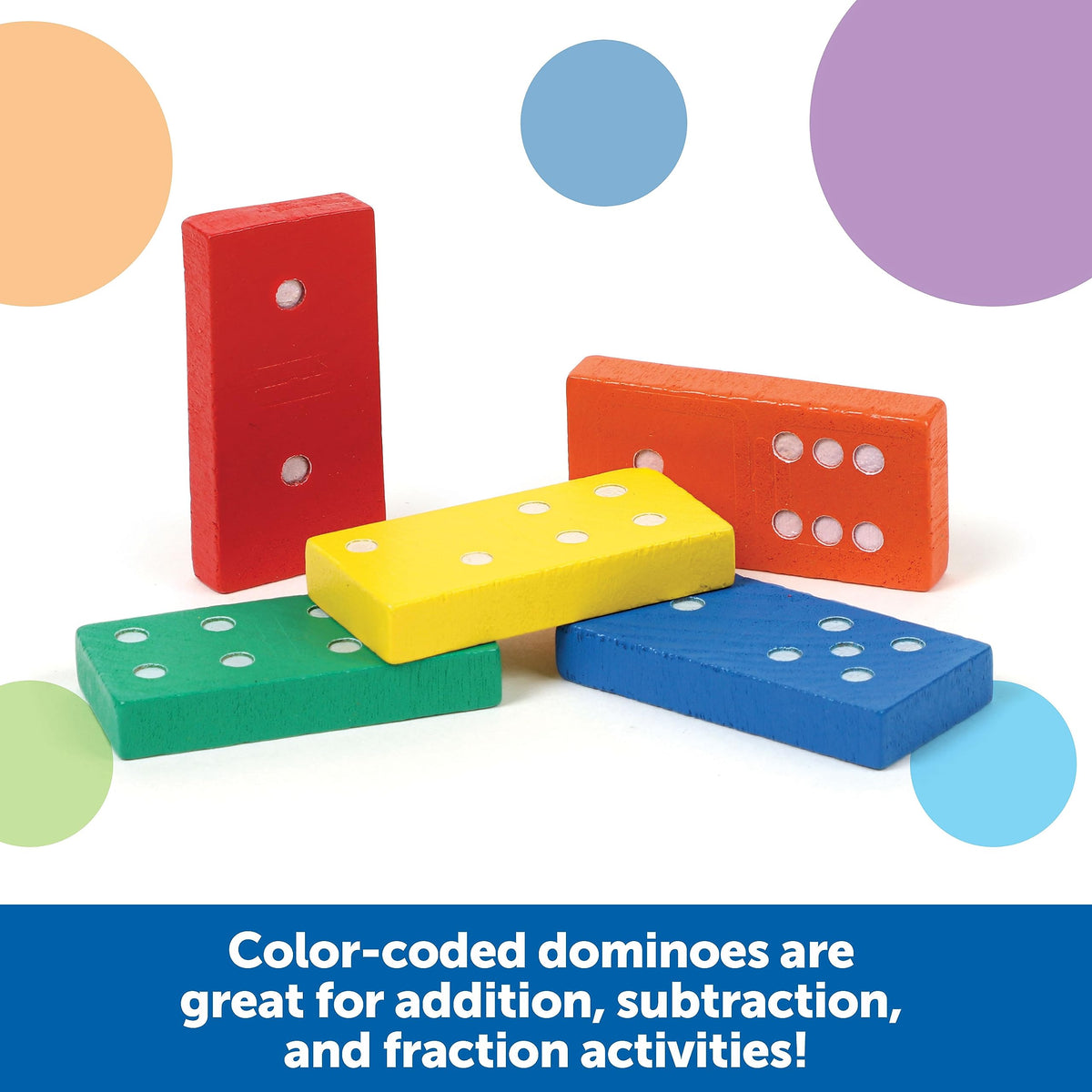 Color-coded Learning Resources Double-Six Dominoes highlight six colors for differentiation.