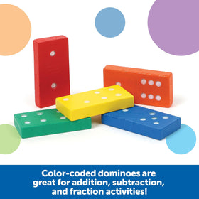 Color-coded Learning Resources Double-Six Dominoes highlight six colors for differentiation.