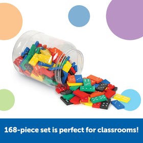 Learning Resources Double-Six Dominoes support counting, addition, and subtraction activities.