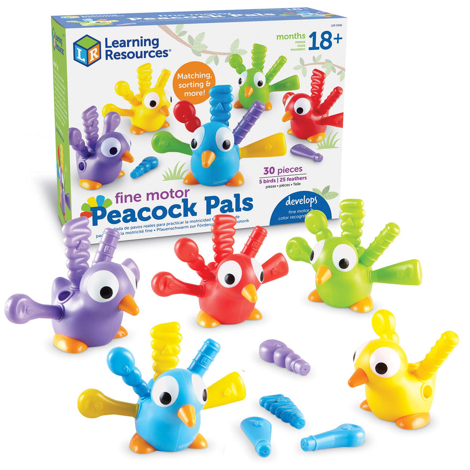 Learning Resources Fine Motor Peacock Pals: peacock body for tactile exploration and dexterity.