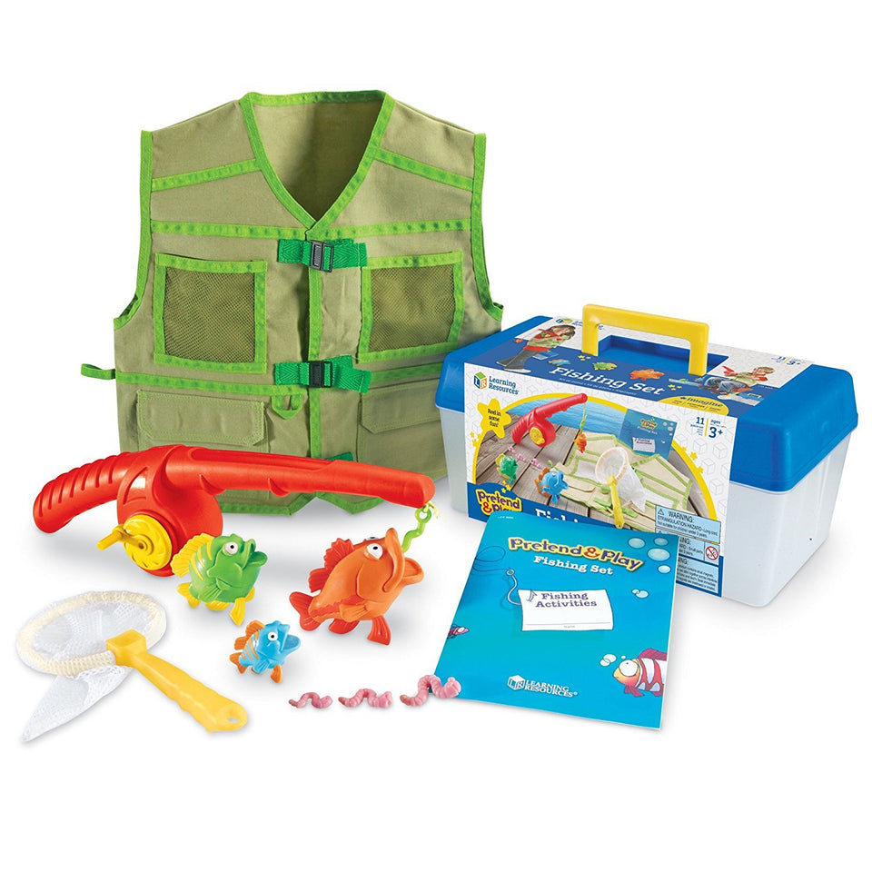 Learning Resources fishing vest with pockets facilitates realistic role-play.