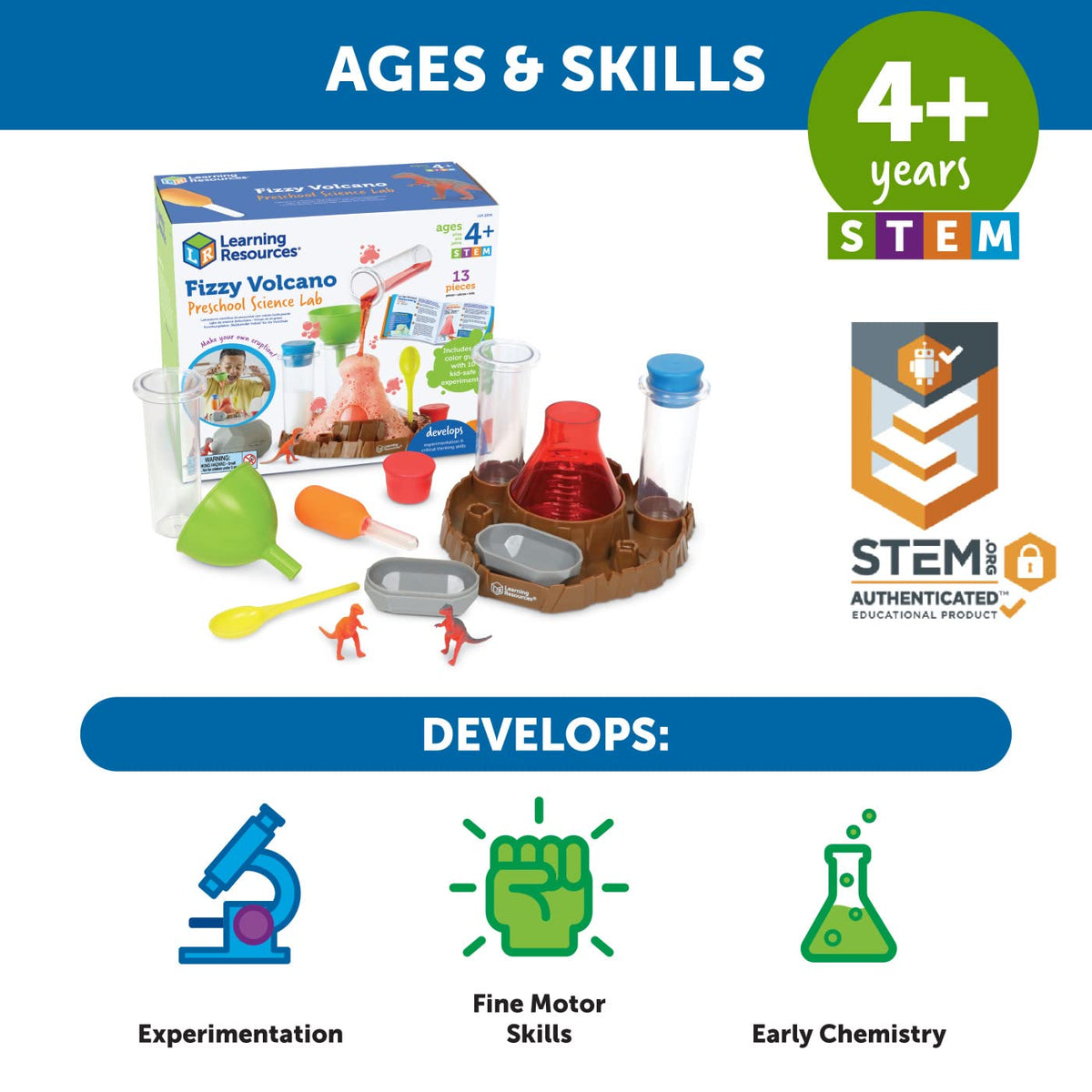 Learning Resources Fizzy Volcano beaker image emphasizes easy pouring and safe measurement.