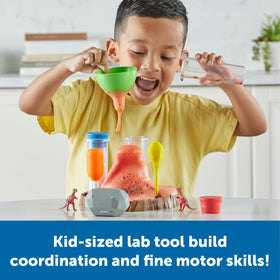 Learning Resources Fizzy Volcano test tubes image illustrates kid-sized lab tools in action.