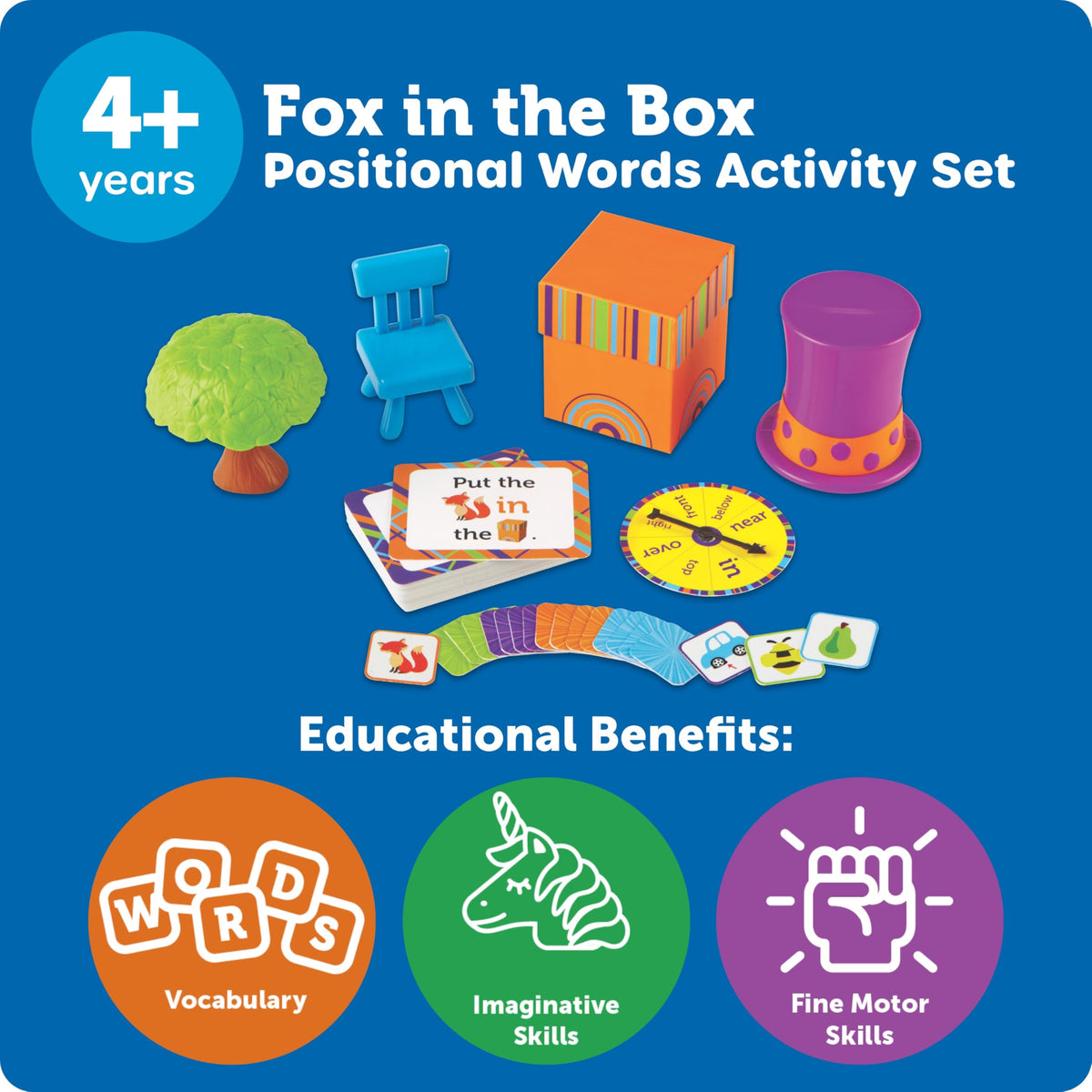 Learning Resources Fox in the Box 40 double-sided activity cards offer varied skills.