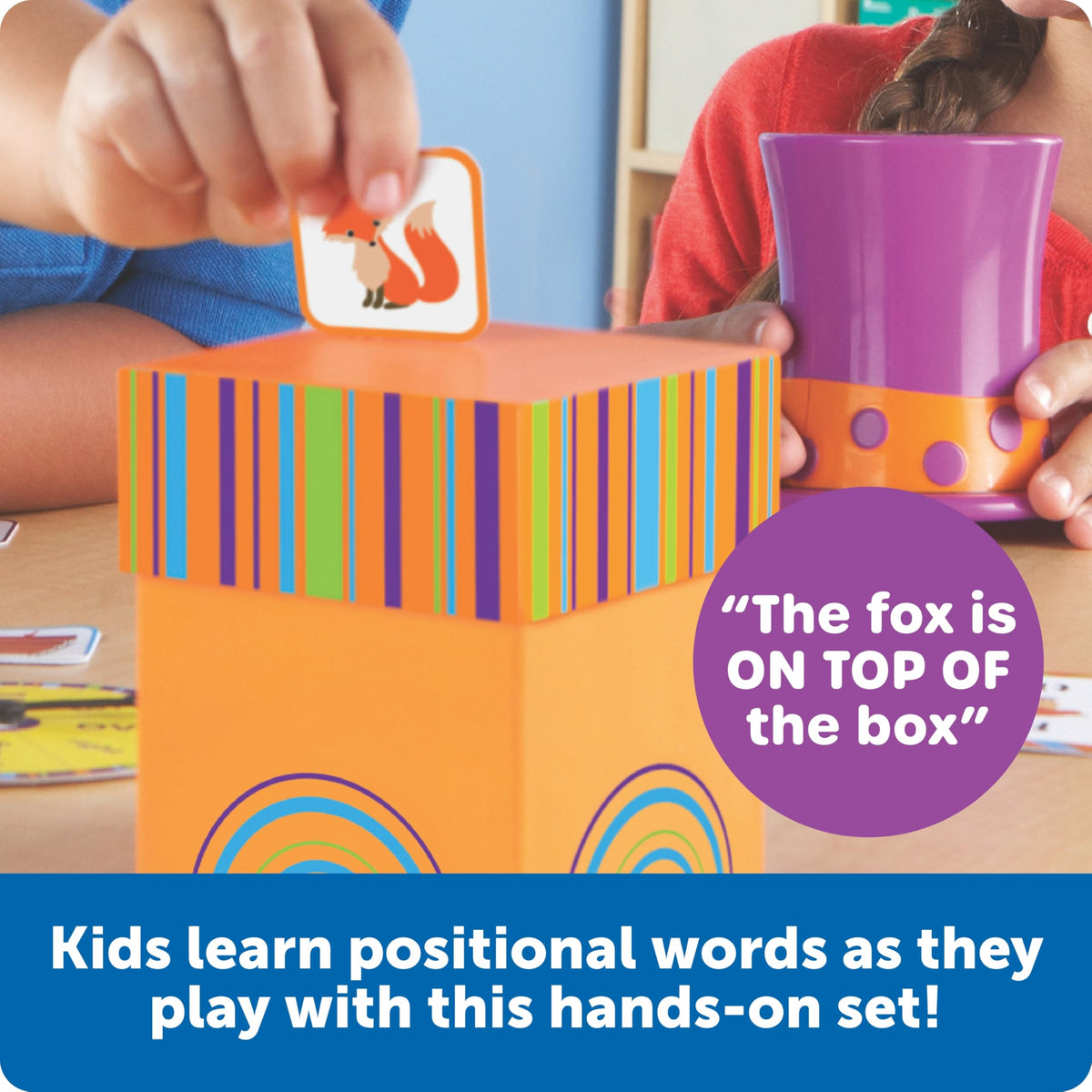 Learning Resources Fox in the Box green tree expands vocabulary through play.