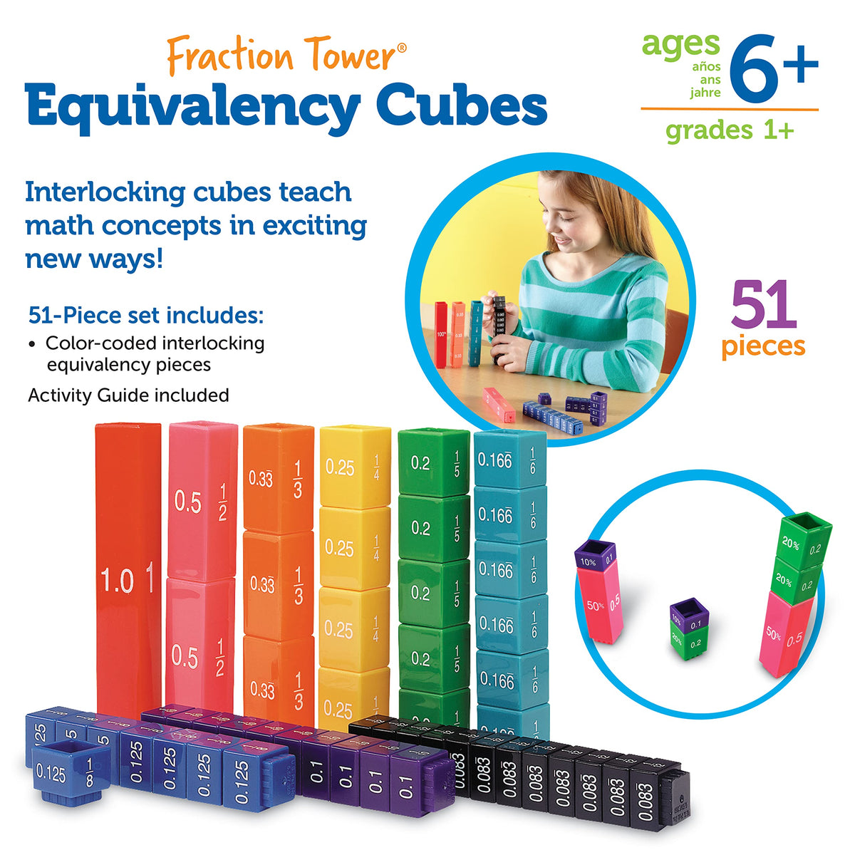 Learning Resources Fraction Tower Cubes gift pack for holidays or birthdays with learning value.