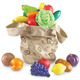 Tote display featuring tomato and strawberry to inspire healthy snack role play