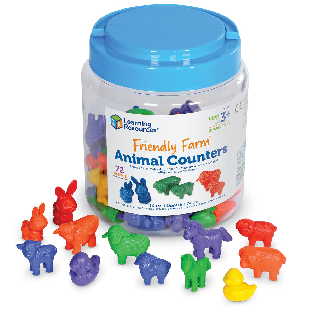 Learning Resources Friendly Farm Animal Counters in tub for early math play